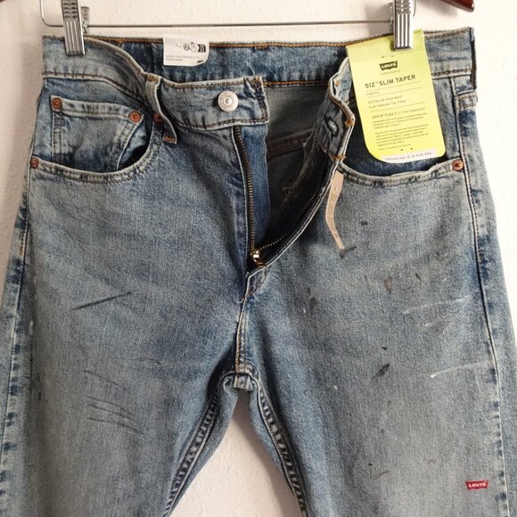 Levi's 512 Slim Taper Jeans Size 32x28 Stretch Denim Spatter READ MEASUREMENTS - Picture 3 of 13